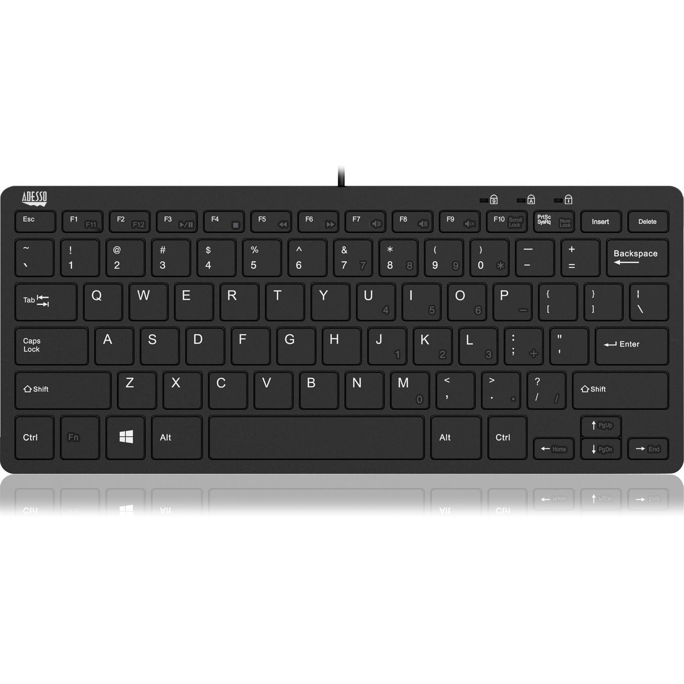 Adesso Slimtouch Mini Usb Keyboard W/ 2 Usb Hub (AKB510HB)