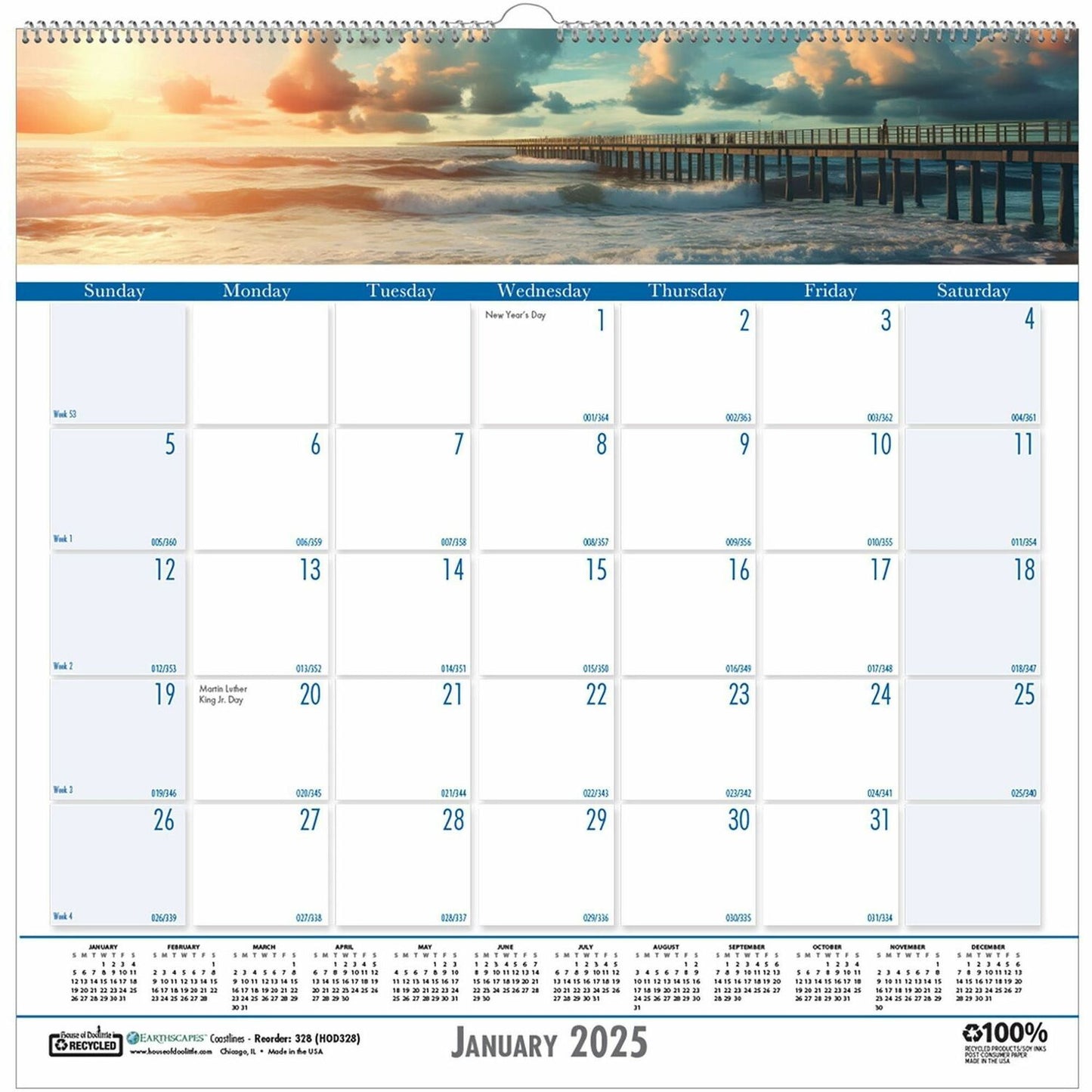 House of Doolittle Coastlines Monthly Wall Calendar (328)
