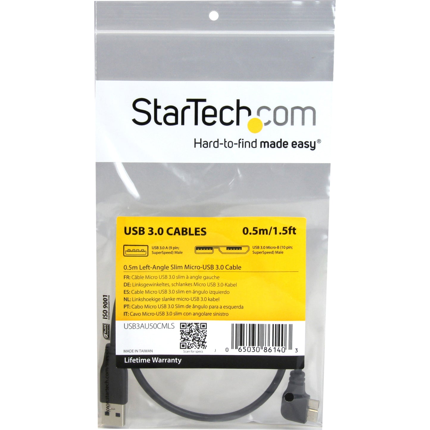 StarTech 0.5m 20in Slim Micro Usb 3.0 Cable - M/m (USB3AU50CMLS)