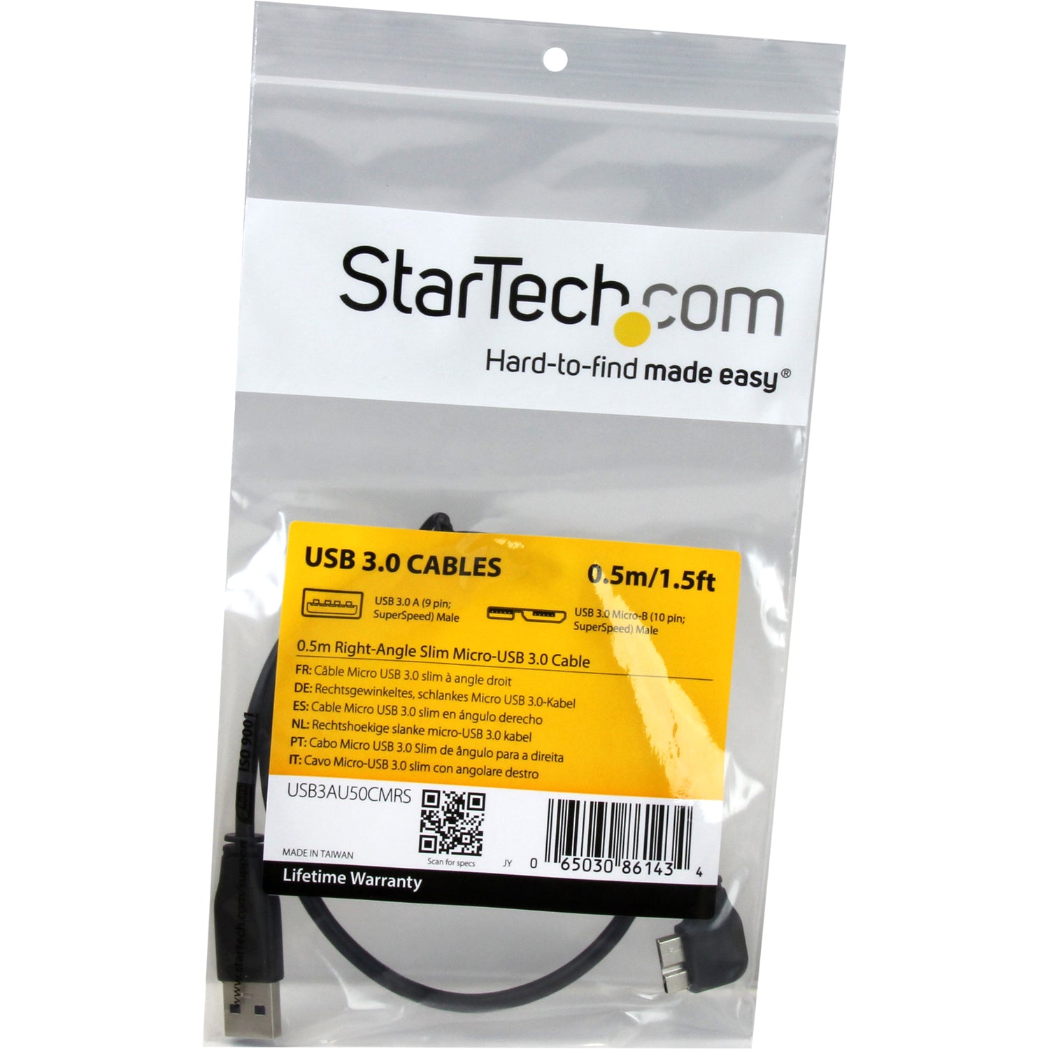 StarTech 0.5m 20in Slim Micro Usb 3.0 Cable - M/m (USB3AU50CMRS)