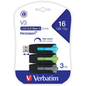  V3 USB 3.2 Gen 1 Flash Drive - 3pk - Blue, Green, Gray (99126)