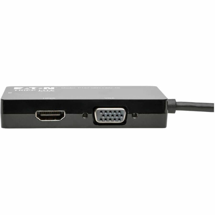 Eaton Tripp Lite Series Keyspan Mini DisplayPort to VGA/DVI/HDMI All-in-One Video Converter Adapter, 4K 30Hz HDMI, DP1.2, Black, 6-in. (15.24 cm) (P13706NHDV4K)