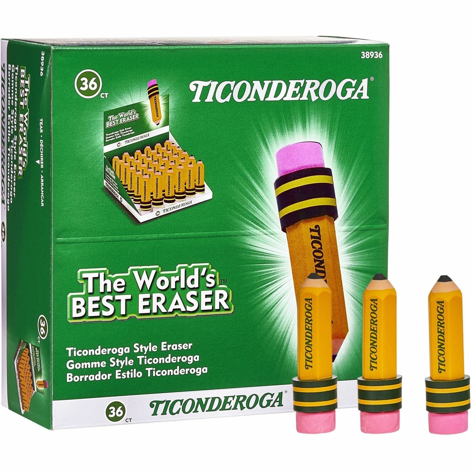 Ticonderoga Pencil-Shaped Erasers (38936)