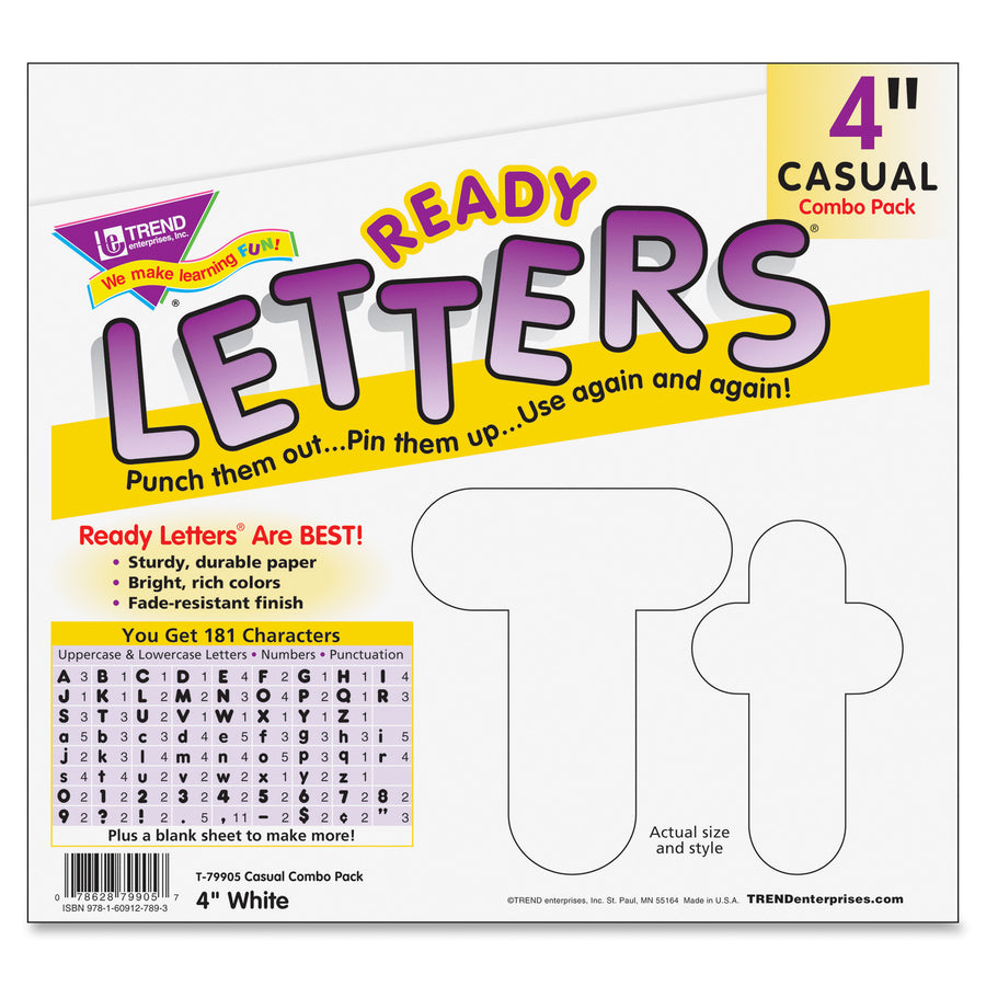 Trend White 4" Casual Ready Letters Combo Pack (79905)