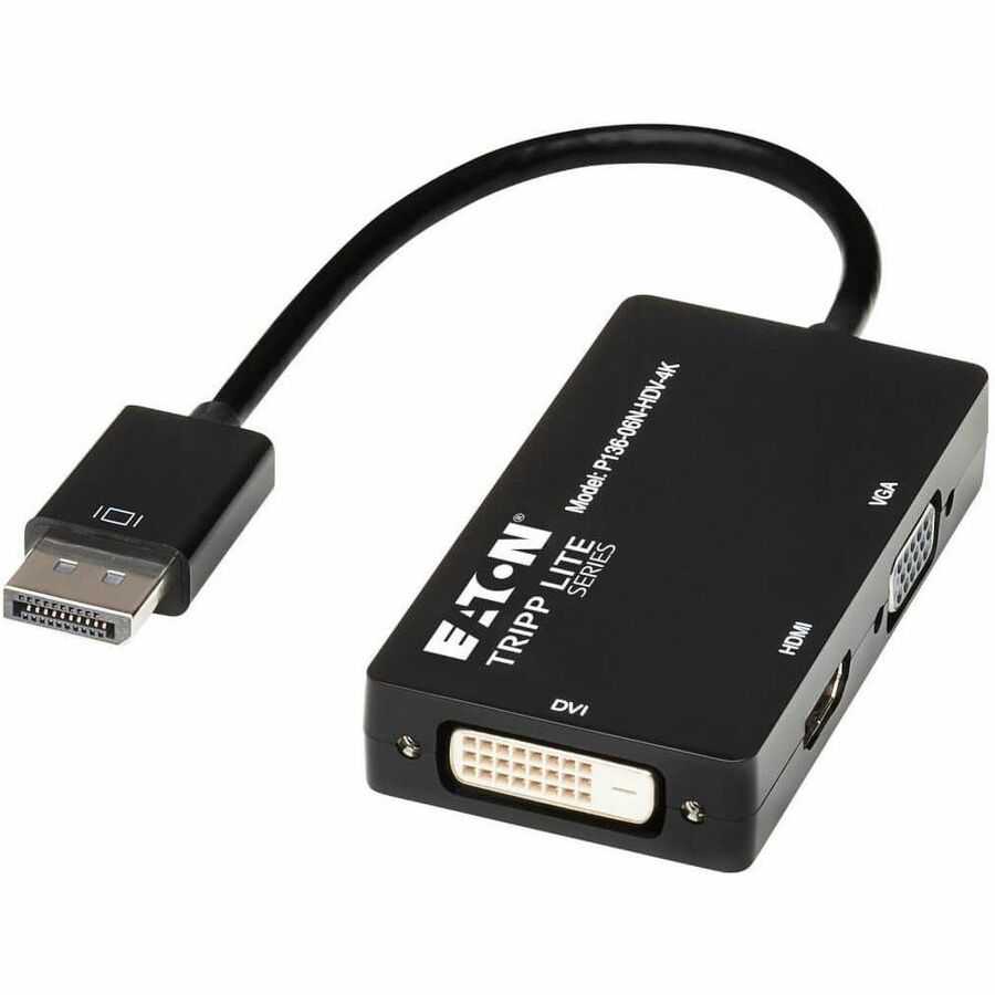 Eaton Tripp Lite Series DisplayPort to VGA/DVI/HDMI All-in-One Converter Adapter, DP ver 1.2, 4K 30 Hz HDMI (P13606NHDV4K)