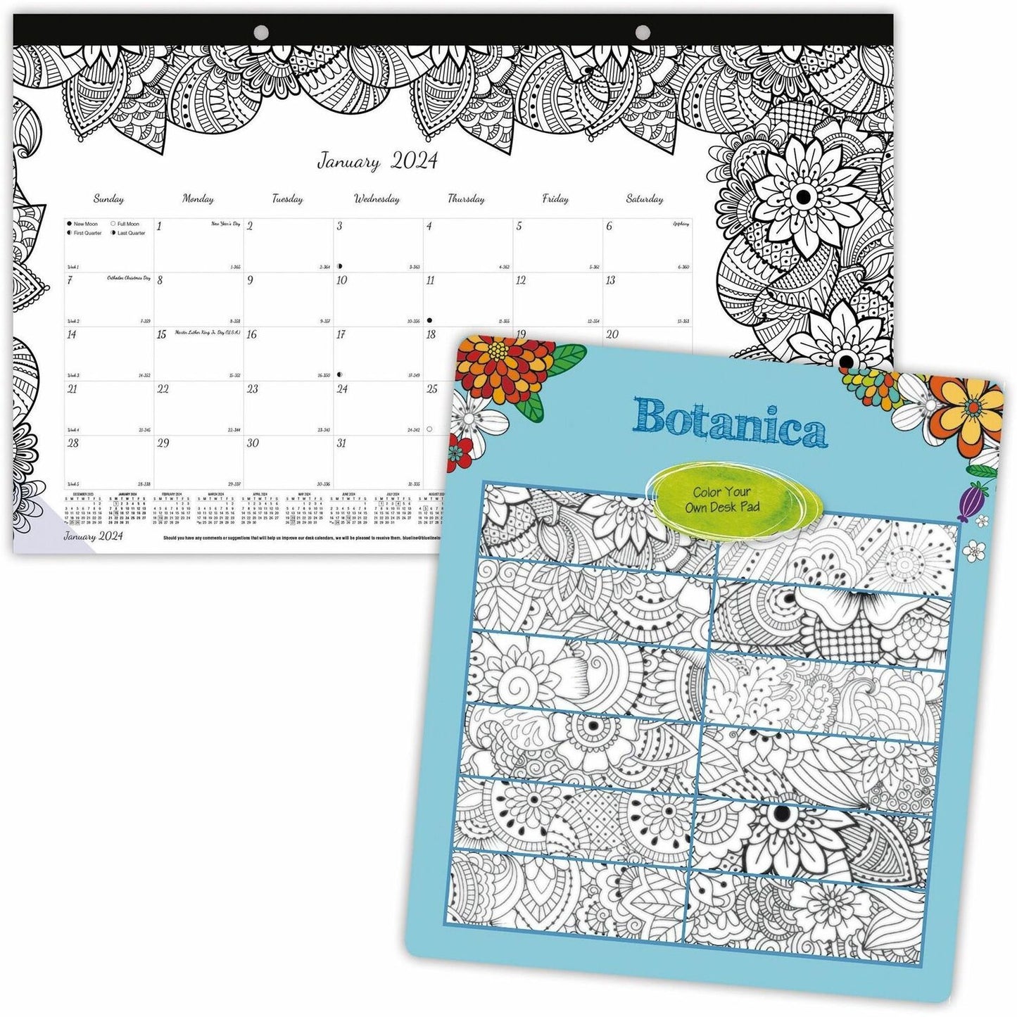 Blueline DoodlePlan Compact Desk Pad - Botanica (C2917001)