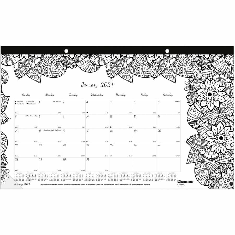 Blueline DoodlePlan Compact Desk Pad - Botanica (C2917001)
