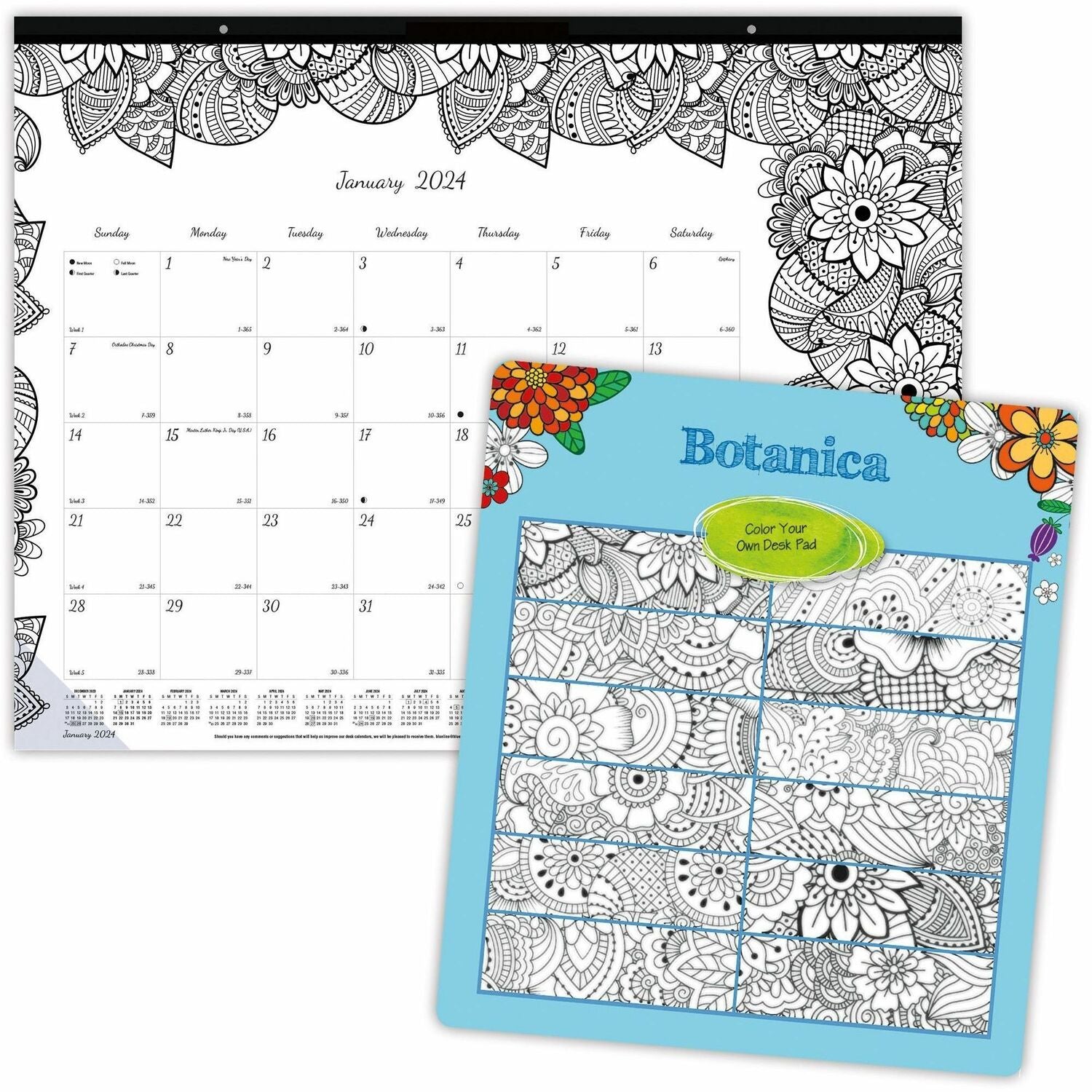 Blueline DoodlePlan Desk Pad - Botanica (C2917311)