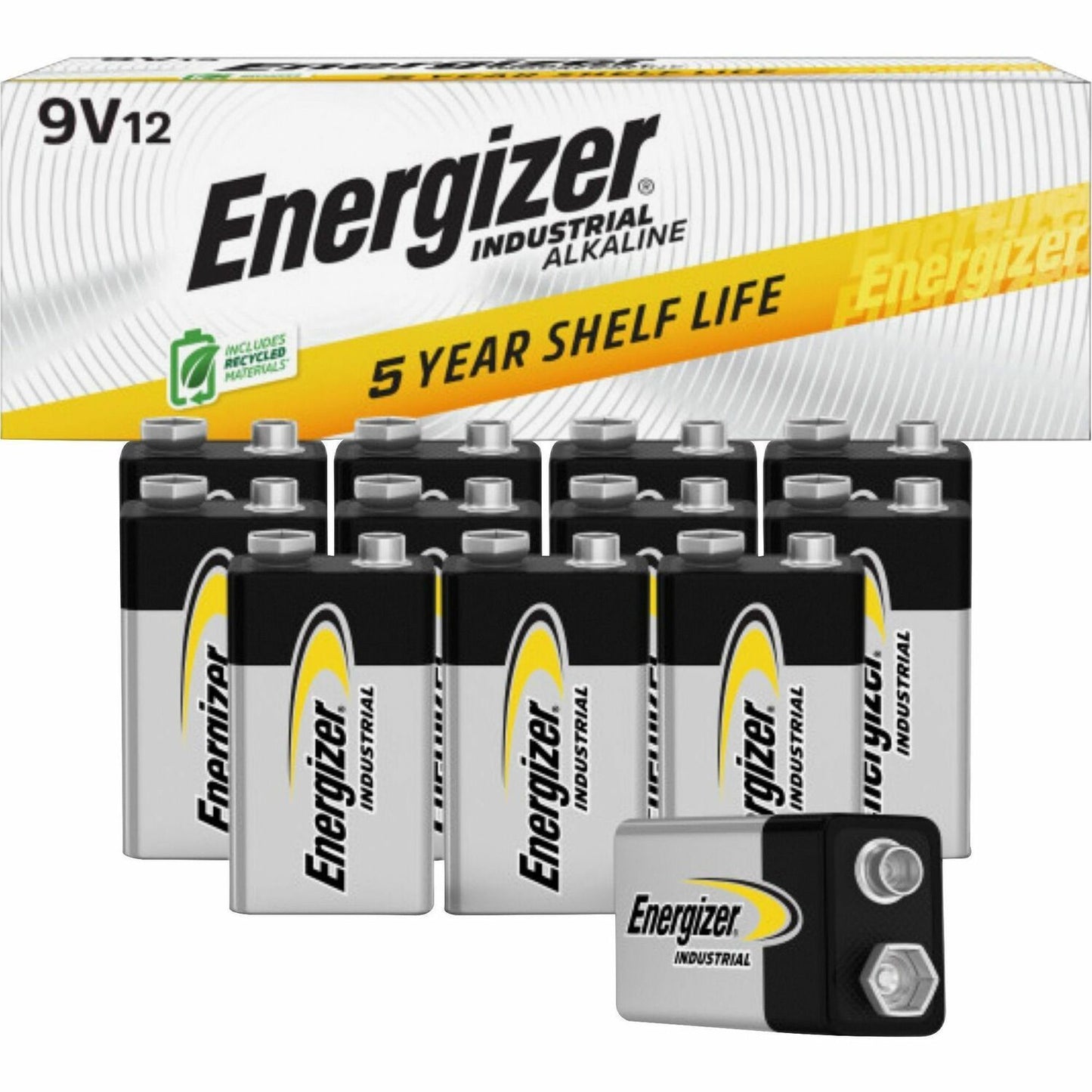 Energizer 9-Volt Industrial Alkaline Batteries, 12-Pack (EN22CT)