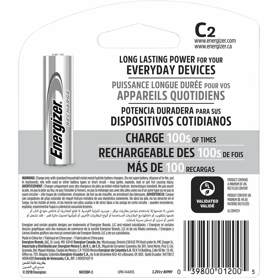 Energizer Recharge Universal Rechargeable C Battery 2-Packs (NH35BP2CT)