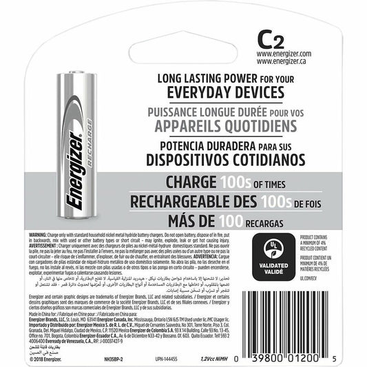 Energizer Recharge Universal Rechargeable C Battery 2-Packs (NH35BP2CT)