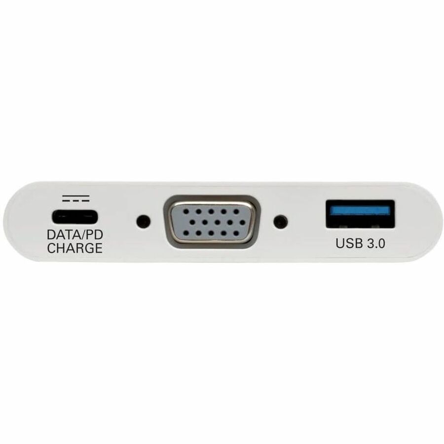 Eaton Tripp Lite Series USB-C to VGA Adapter with USB 3.x (5Gbps) Hub Ports and 60W PD Charging, White (U44406NVUC)