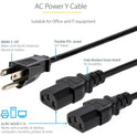 StarTech 10ft Power Y Cord, Nema 5-15p To 2x C13 (PXT101Y10)