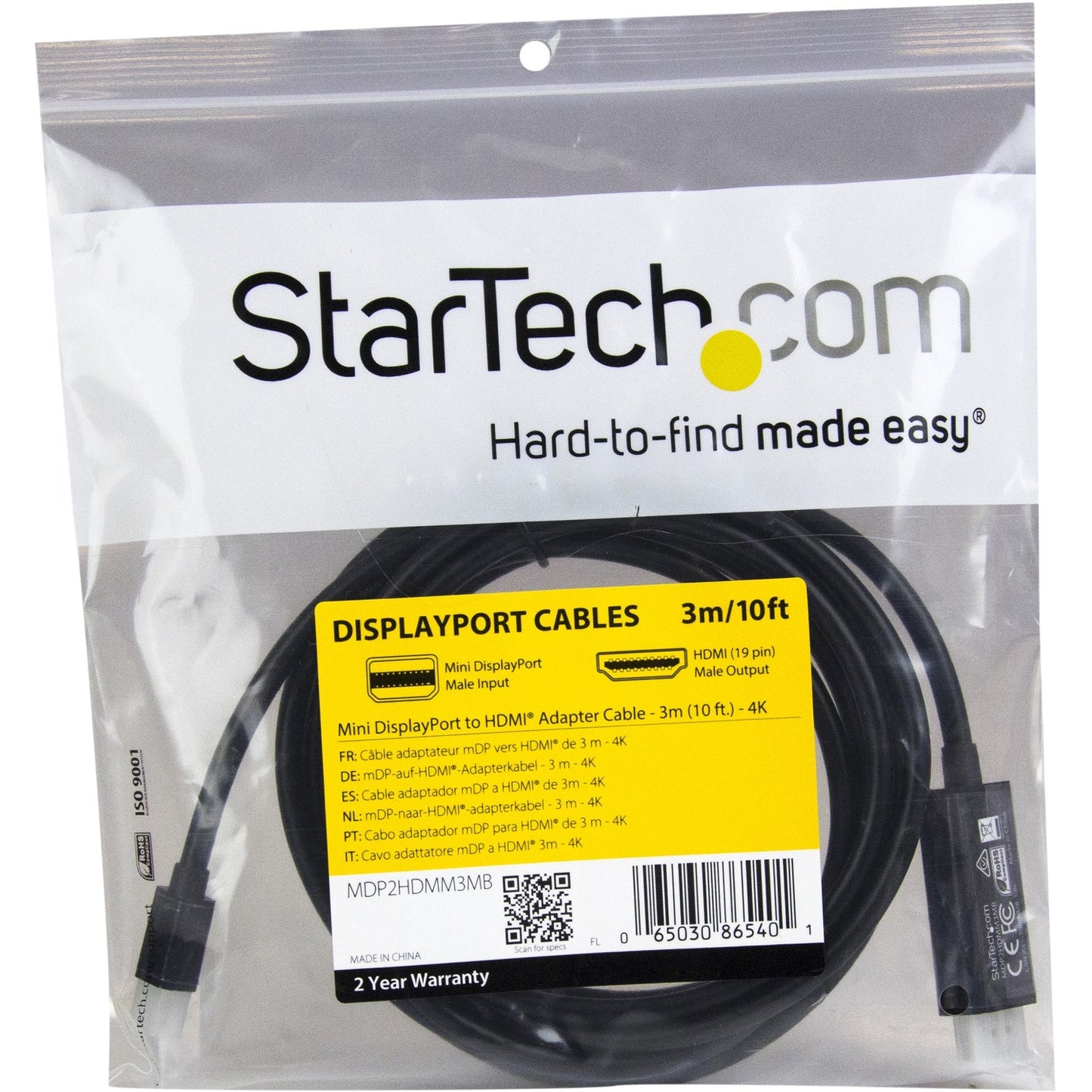 StarTech 10ft 3m Mini Displayport To Hdmi Cable (MDP2HDMM3MB)