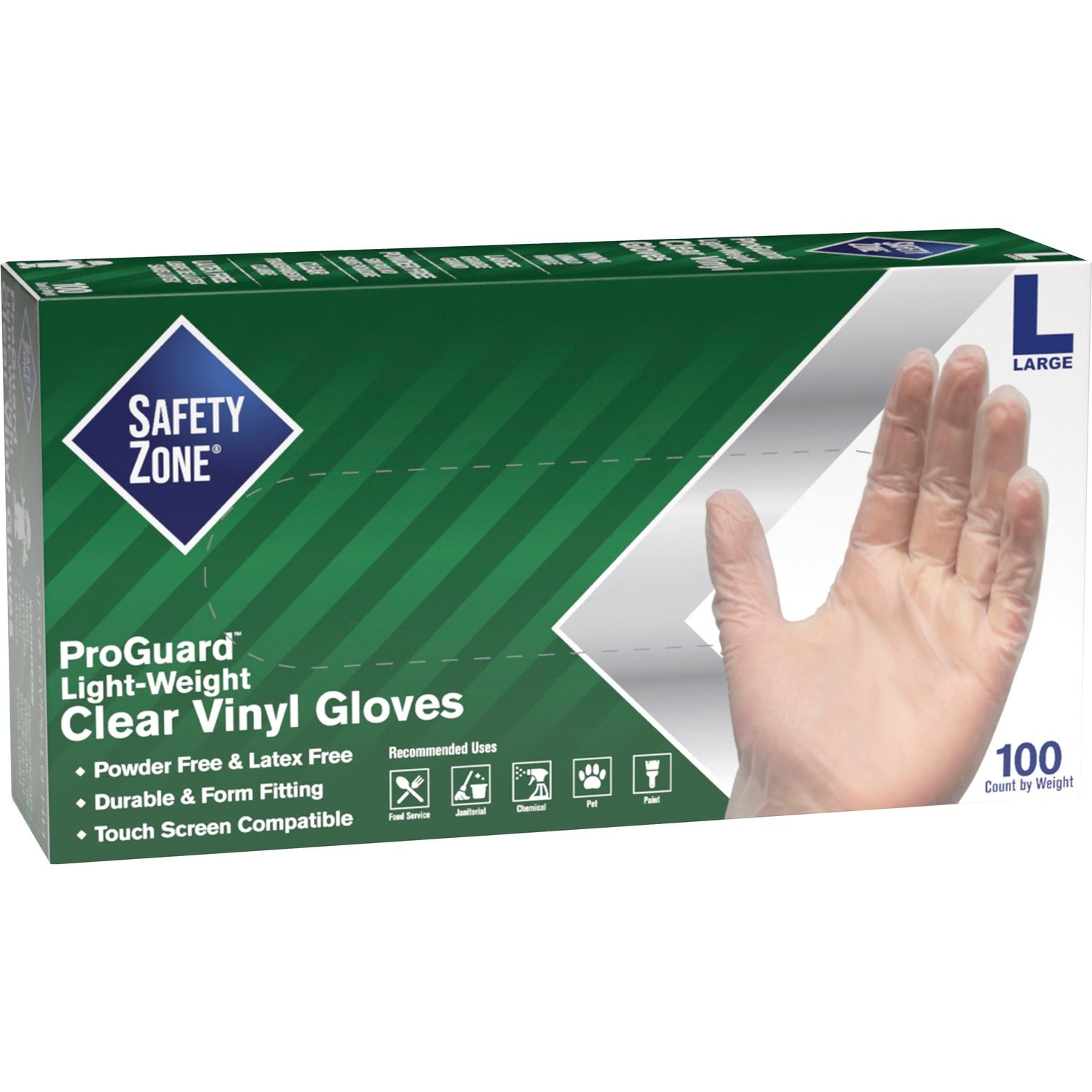 Safety Zone Powder Free Clear Vinyl Gloves (GVP9LGHH)