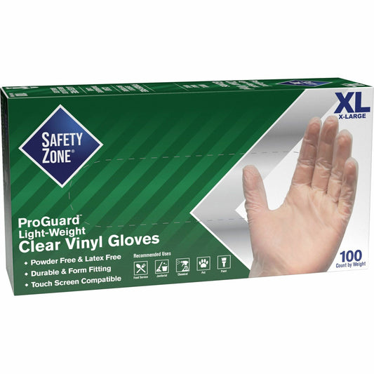 Safety Zone Powder Free Clear Vinyl Gloves (GVP9XLHH)