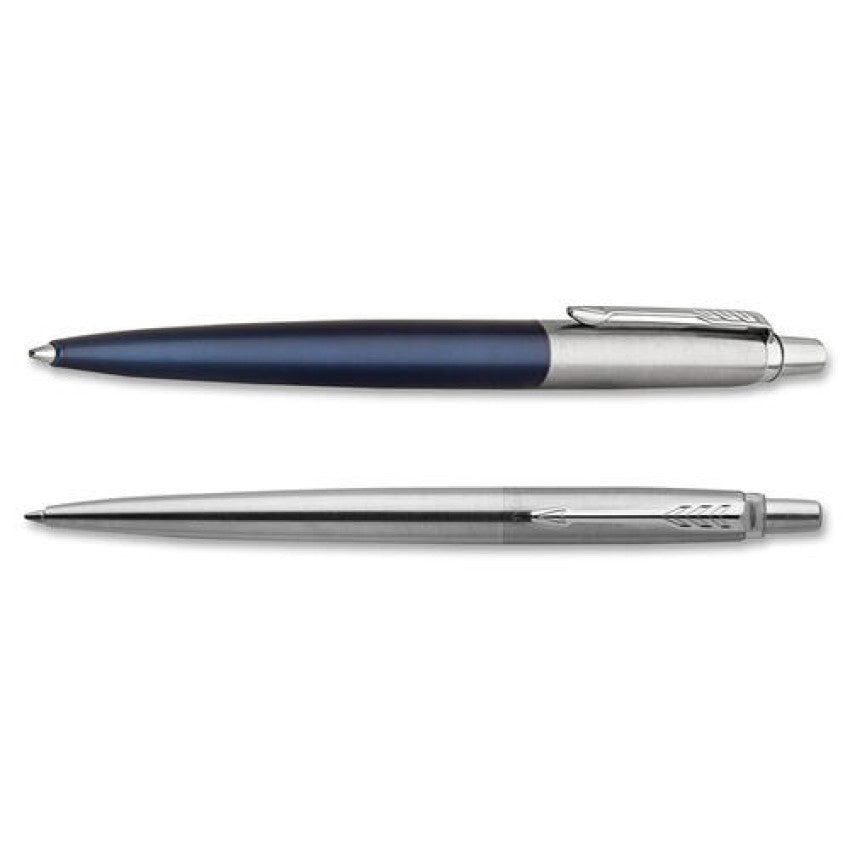 Parker Jotter Ballpoint Pen, Retractable, Fine 0.5 mm, Blue Ink, Stainless Steel Barrel (1953170)