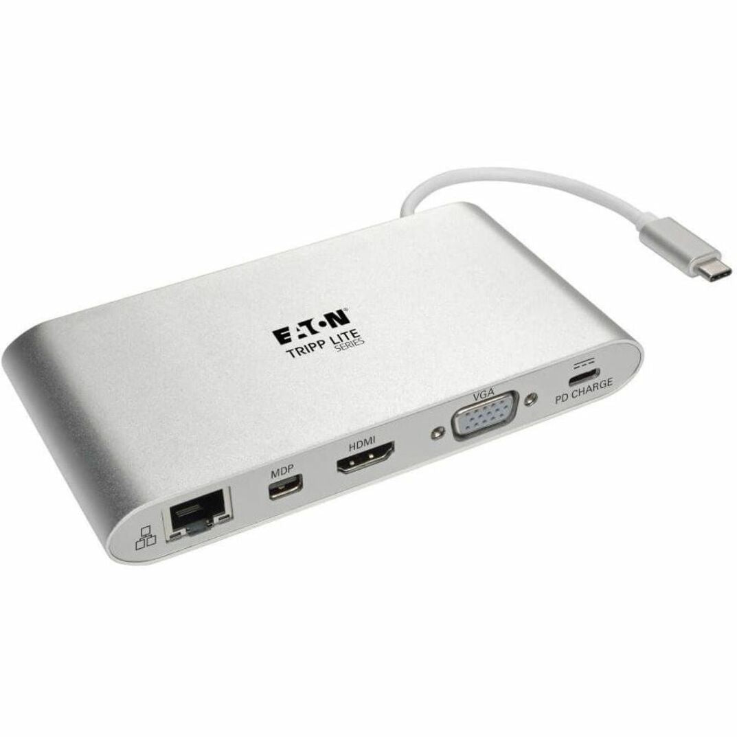 Eaton Tripp Lite Series USB-C Dock, Dual Display - 4K HDMI/mDP, VGA, USB 3.x (5Gbps), USB-A/C Hub, GbE, Memory Card, 100W PD Charging (U442DOCK1)