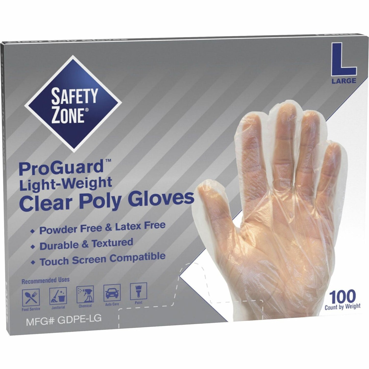 Safety Zone Clear Powder Free Polyethylene Gloves (GDPELG)