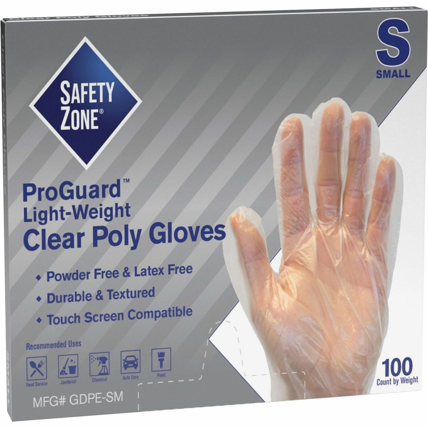 Safety Zone Clear Powder Free Polyethylene Gloves (GDPESM)