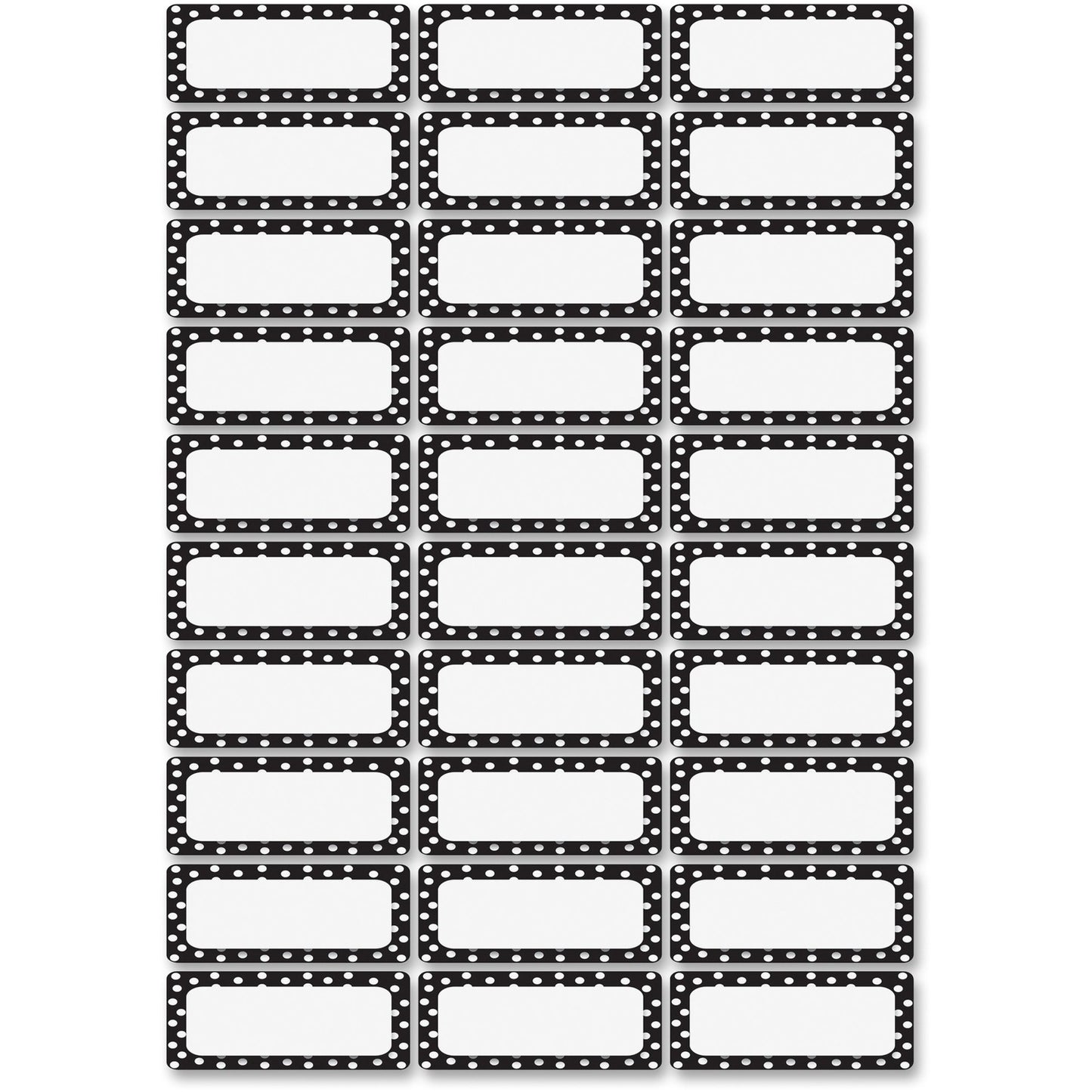 Ashley Dry Erase Black/White Dots Nameplate Magnets (10080)