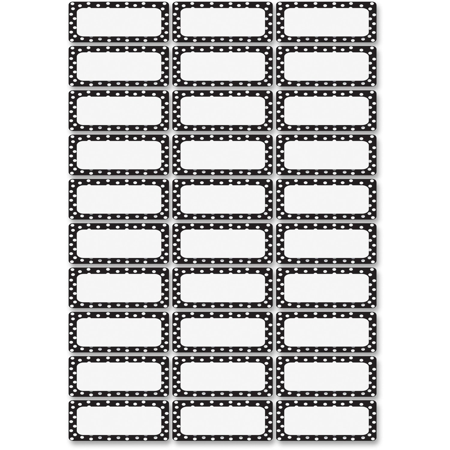 Ashley Dry Erase Black/White Dots Nameplate Magnets (10080)