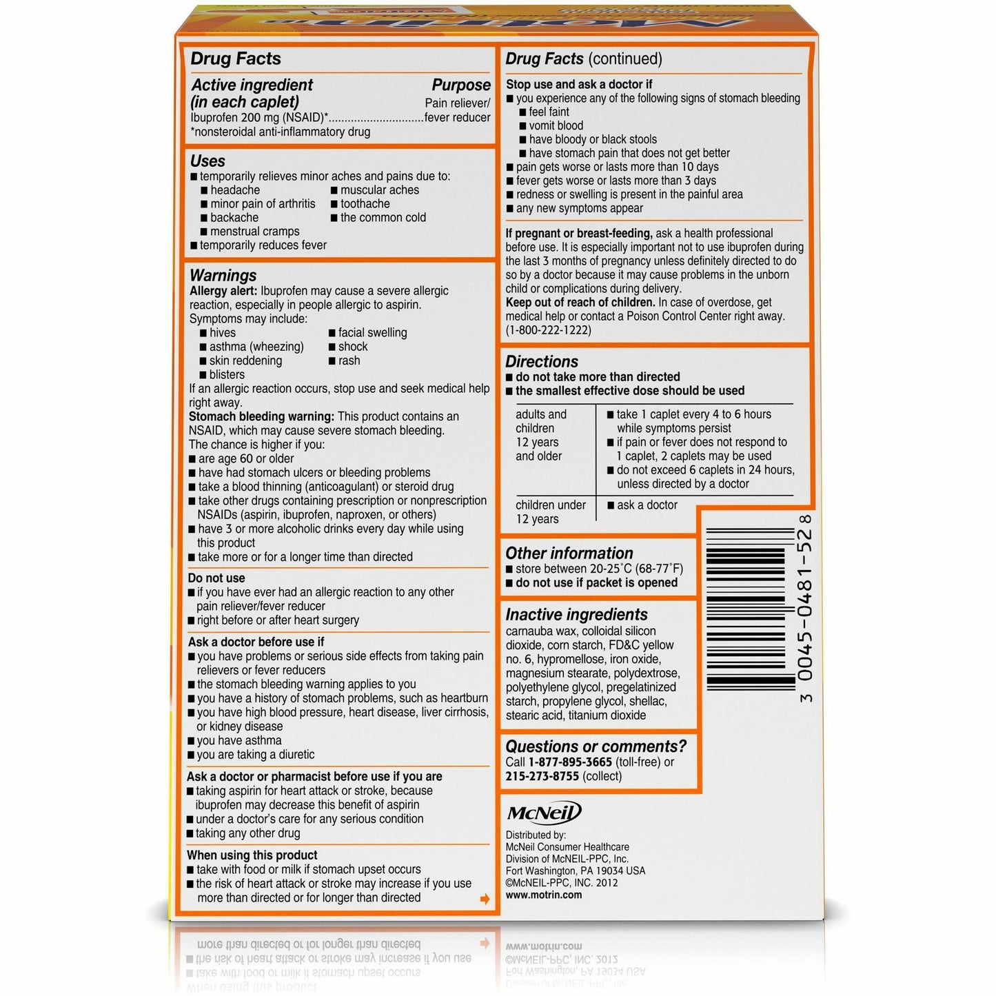 Motrin IB Ibuprofen Tablets (48152)