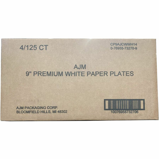 AJM 9" Dinnerware Paper Plates (CP9AJCWWH1CT)