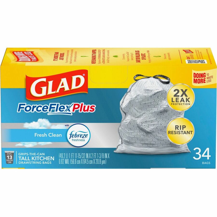 Glad ForceFlexPlus Tall Kitchen Drawstring Trash Bags (70320)