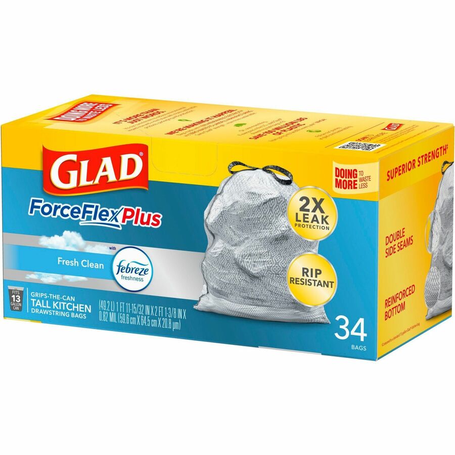 Glad ForceFlexPlus Tall Kitchen Drawstring Trash Bags (70320)