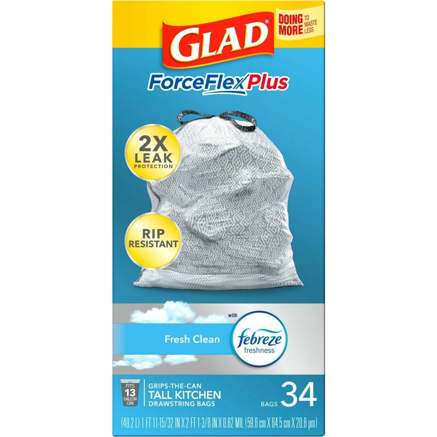 Glad ForceFlexPlus Tall Kitchen Drawstring Trash Bags (70320)