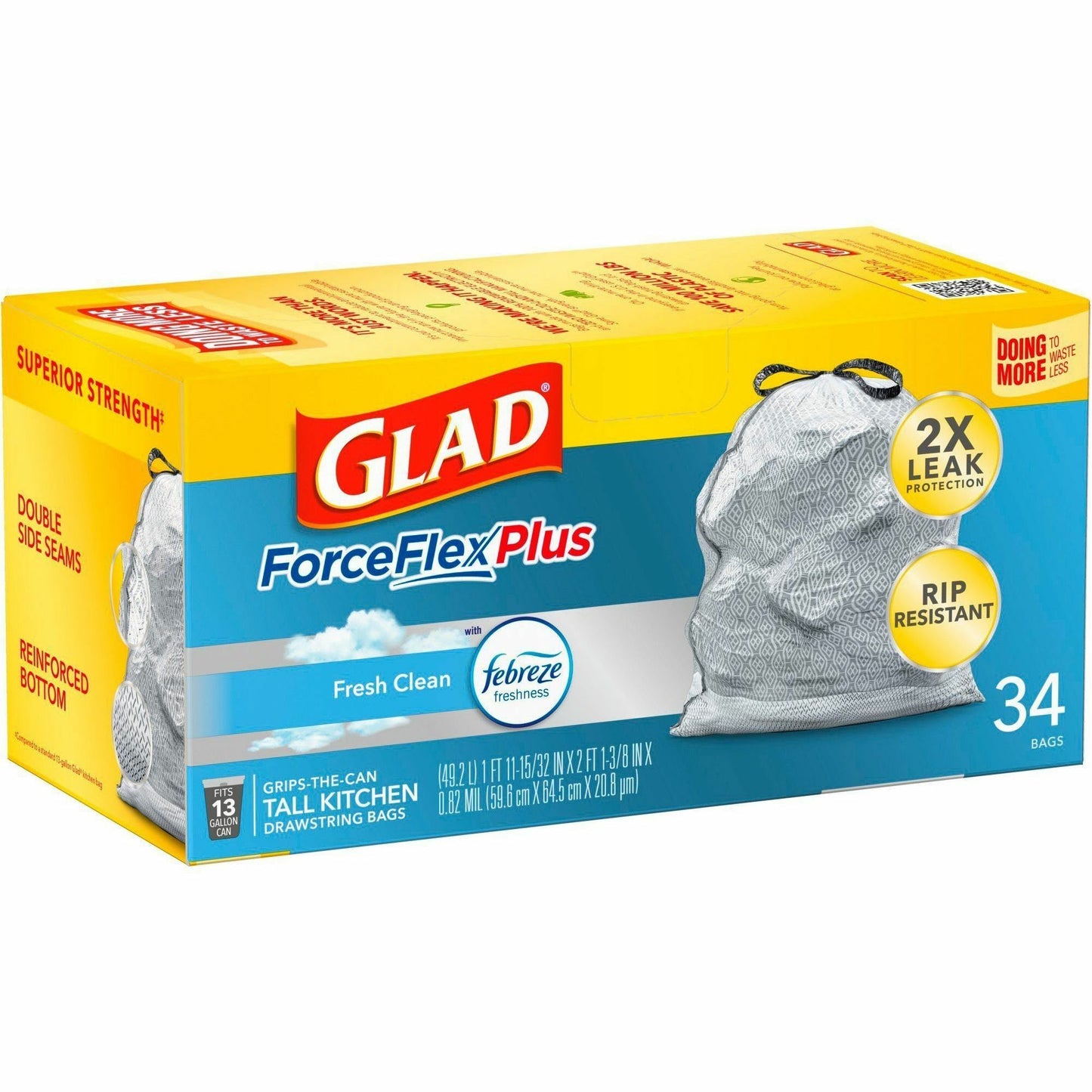 Glad ForceFlexPlus Tall Kitchen Drawstring Trash Bags (70320)