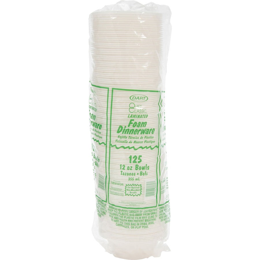 Dart Quiet Classic 12 oz Laminated Foam Bowls (12BWWQRCT)