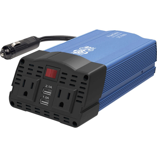 Tripp Lite by Eaton 375W PowerVerter Ultra-Compact Car Inverter with 2 AC Outlets, 2 USB Charging Ports and Battery Cables (PV375USB)