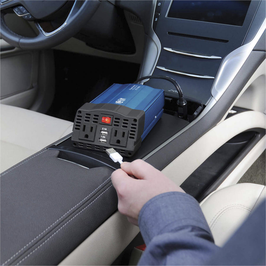 Tripp Lite by Eaton 375W PowerVerter Ultra-Compact Car Inverter with 2 AC Outlets, 2 USB Charging Ports and Battery Cables (PV375USB)