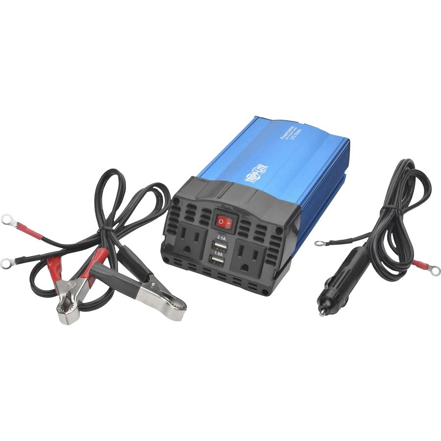 Tripp Lite by Eaton 375W PowerVerter Ultra-Compact Car Inverter with 2 AC Outlets, 2 USB Charging Ports and Battery Cables (PV375USB)