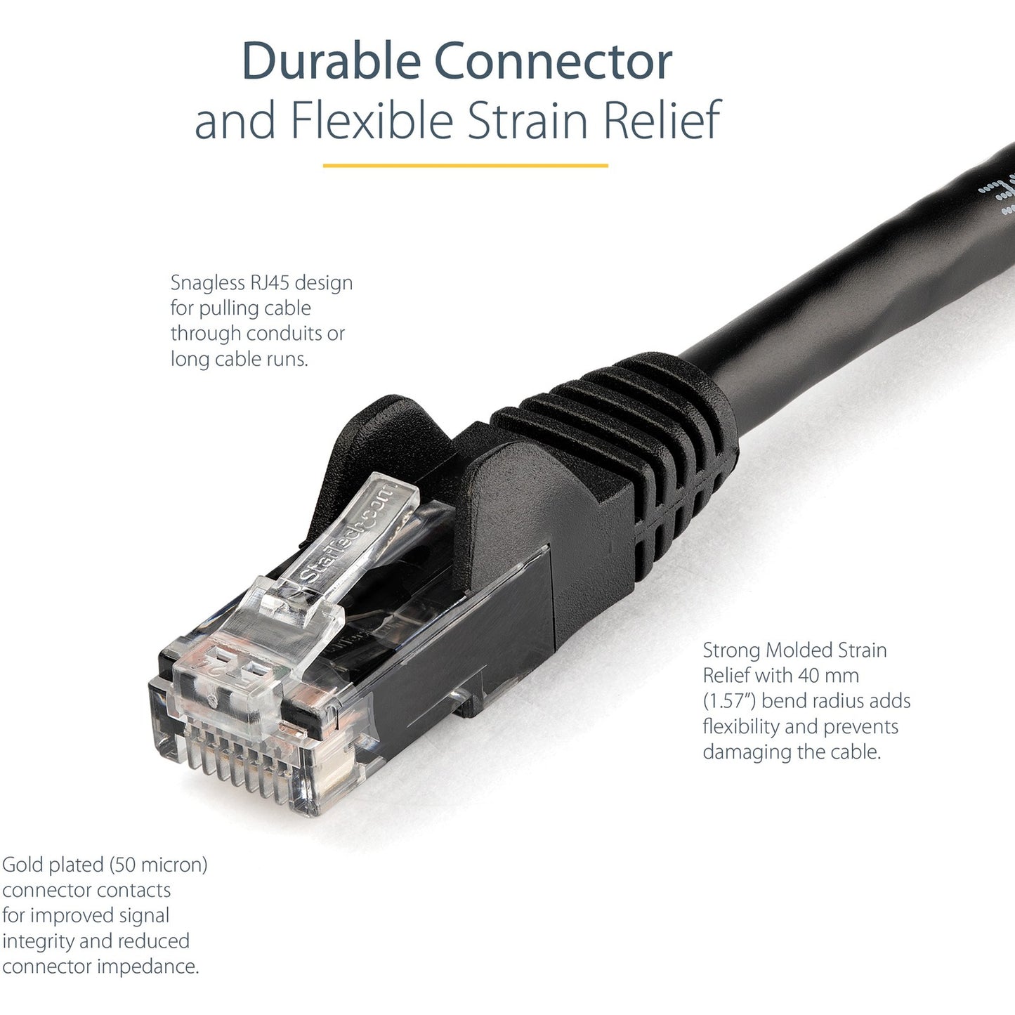 StarTech 12ft Cat6 Ethernet Cable Black 100w Poe (N6PATCH12BK)
