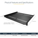 StarTech 1u Vented Server Rack Cabinet Shelf 16in (CABSHELF116V)