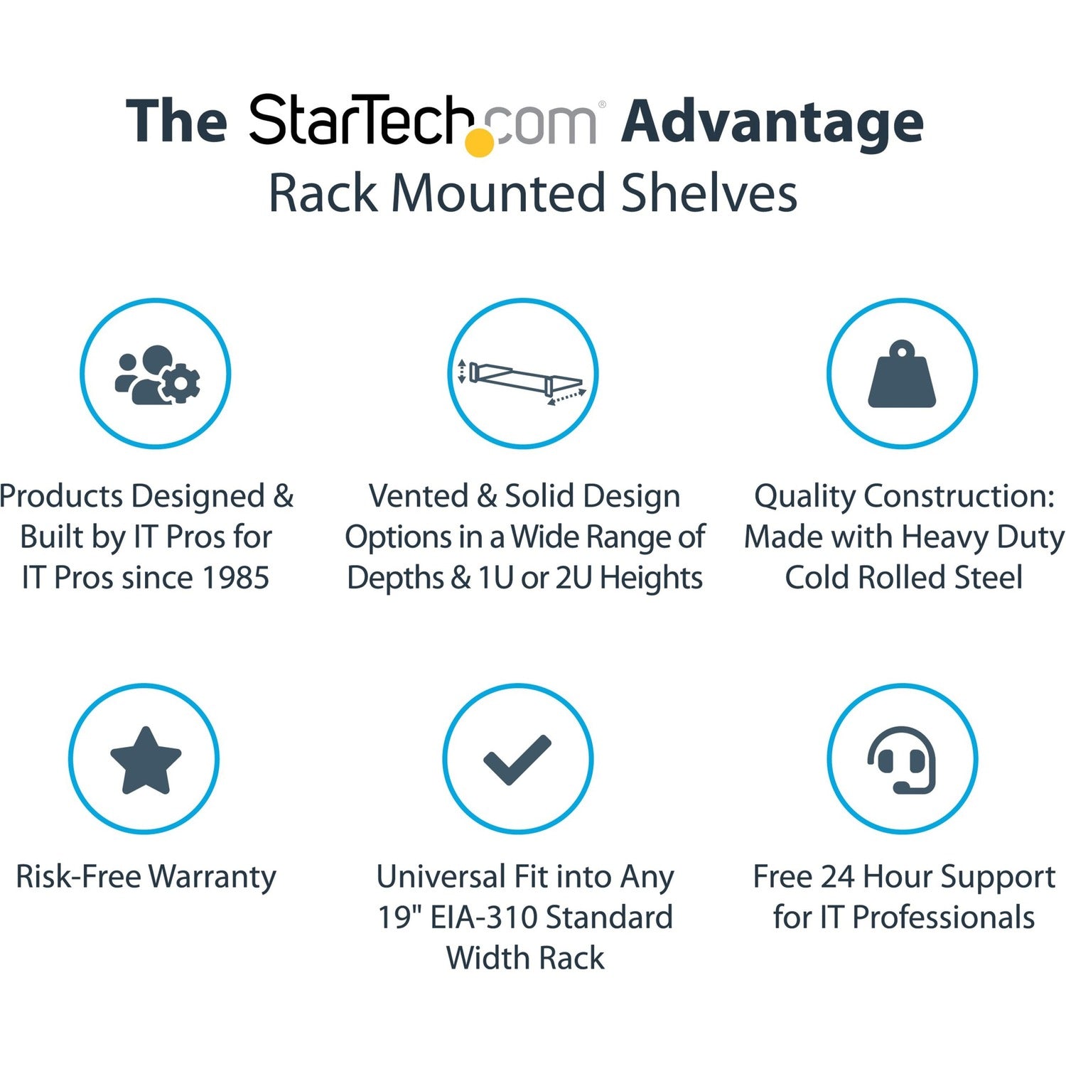 StarTech 1u Vented Server Rack Cabinet Shelf 7in (CABSHELF1U7V)