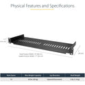 StarTech 1u Vented Server Rack Cabinet Shelf 7in (CABSHELF1U7V)