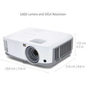 ViewSonic PA503S 3800 Lumens SVGA High Brightness Projector for Home and Office with HDMI Vertical Keystone