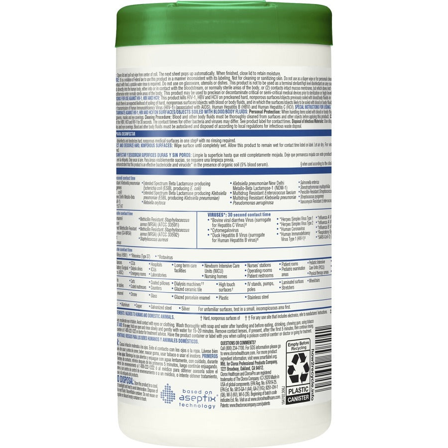 Clorox Healthcare Hydrogen Peroxide Cleaner Disinfectant Wipes (30824)