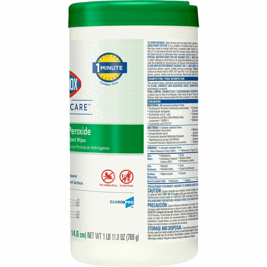 Clorox Healthcare Hydrogen Peroxide Cleaner Disinfectant Wipes (30825)