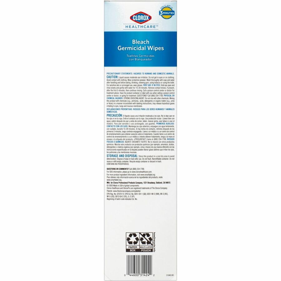 Clorox Healthcare Bleach Germicidal Wipes (31424)