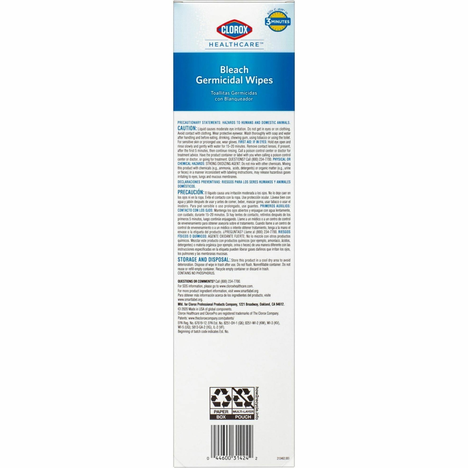 Clorox Healthcare Bleach Germicidal Wipes (31424)