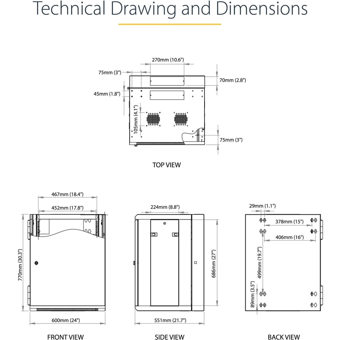 StarTech 15u Wall Mount Network Cabinet 16in Deep (RK1520WALHM)