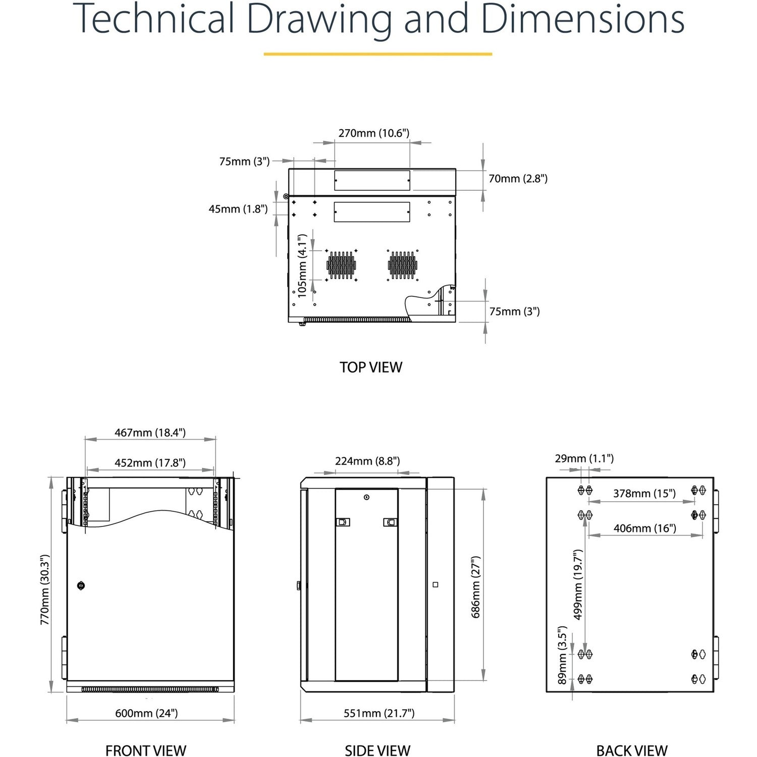 StarTech 15u Wall Mount Network Cabinet 16in Deep (RK1520WALHM)