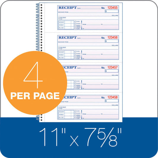 Adams Spiral 2-part Money/Rent Receipt Book (SC1182PK)