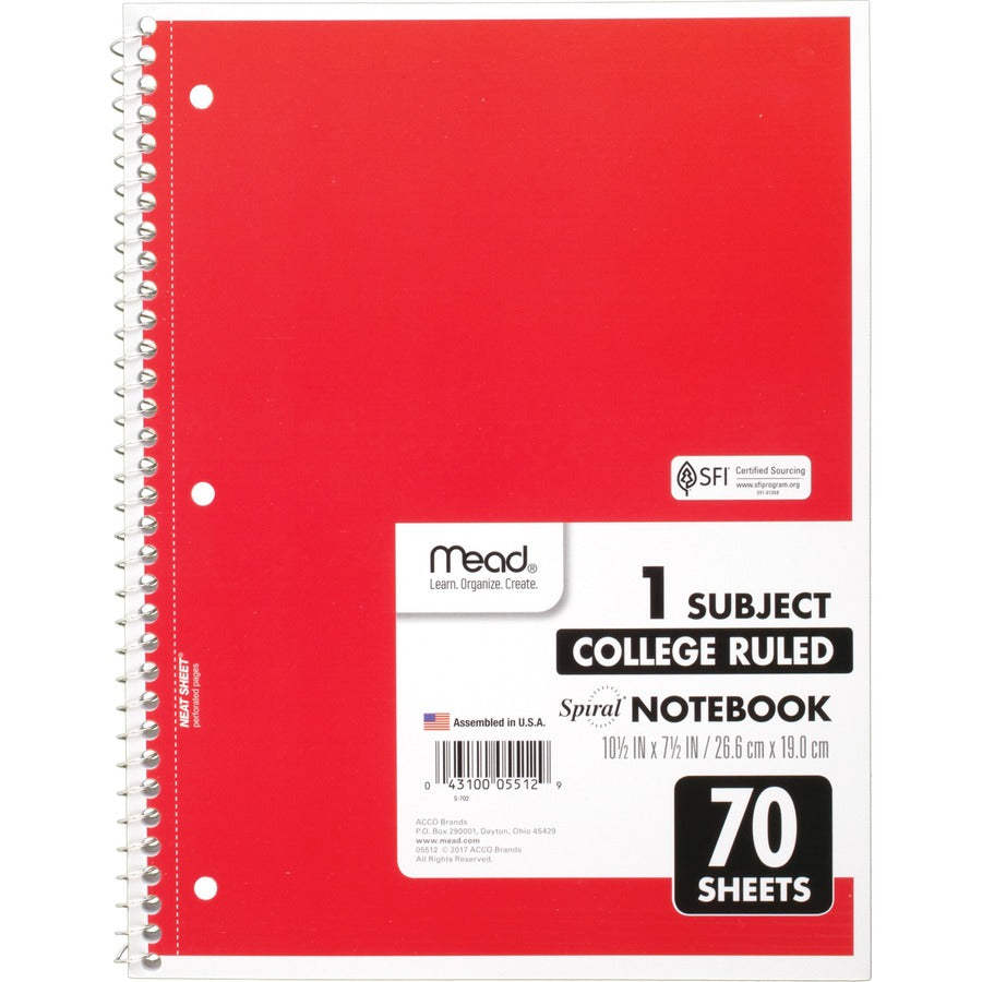 Mead One-subject Spiral Notebook (05512BD)