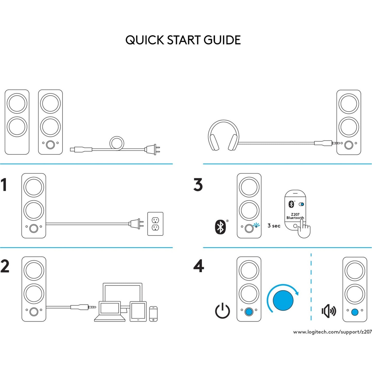 Logitech Z207 Stereo Speakers With Bluetooth(blk) (980001294)